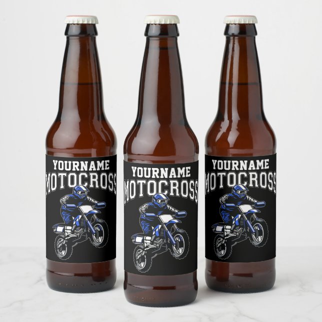 Personalised Motocross Dirt Bike Rider Racing  Beer Bottle Label (Bottles)