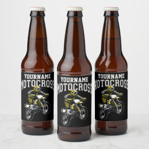 Personalised Motocross Dirt Bike Rider Racing Beer Bottle Label