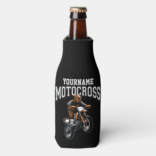 Personalised Motocross Dirt Bike Rider Racing   Bottle Cooler (Bottle Front)
