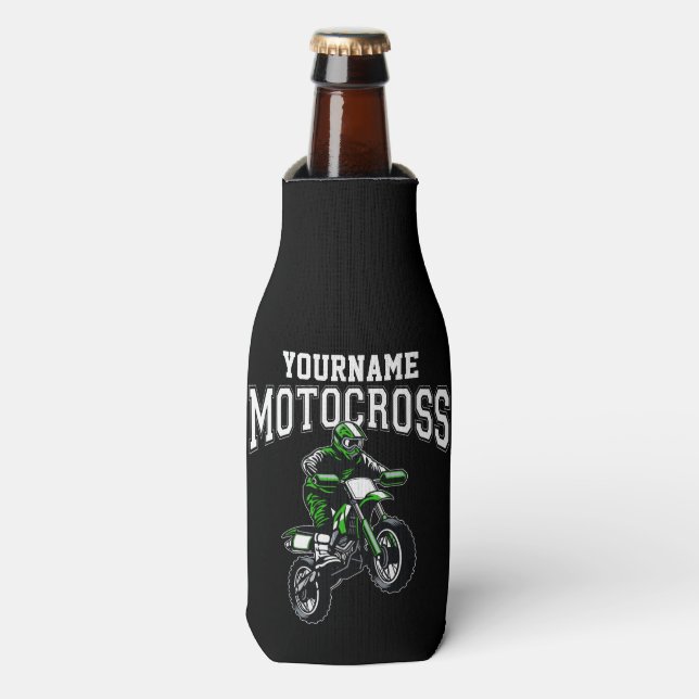 Personalised Motocross Dirt Bike Rider Racing   Bottle Cooler (Bottle Front)