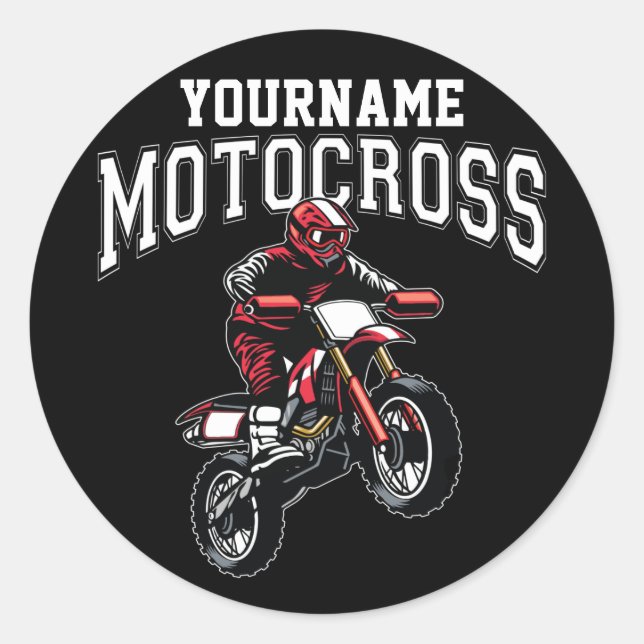 Personalised Motocross Dirt Bike Rider Racing  Classic Round Sticker (Front)
