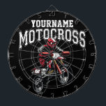 Personalised Motocross Dirt Bike Rider Racing Dartboard<br><div class="desc">Custom NAME Dirt Bike Rider Motocross Racing Moto Racer Motorcycle Gifts - Choose Colour and Customise with your Name or Custom Text!</div>