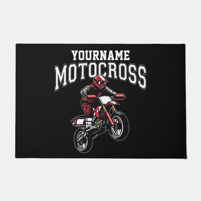 Personalised Motocross Dirt Bike Rider Racing  Doormat (Front)