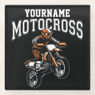 Personalised Motocross Dirt Bike Rider Racing Glass Coaster