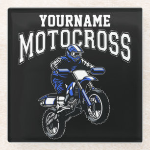 Personalised Motocross Dirt Bike Rider Racing  Glass Coaster