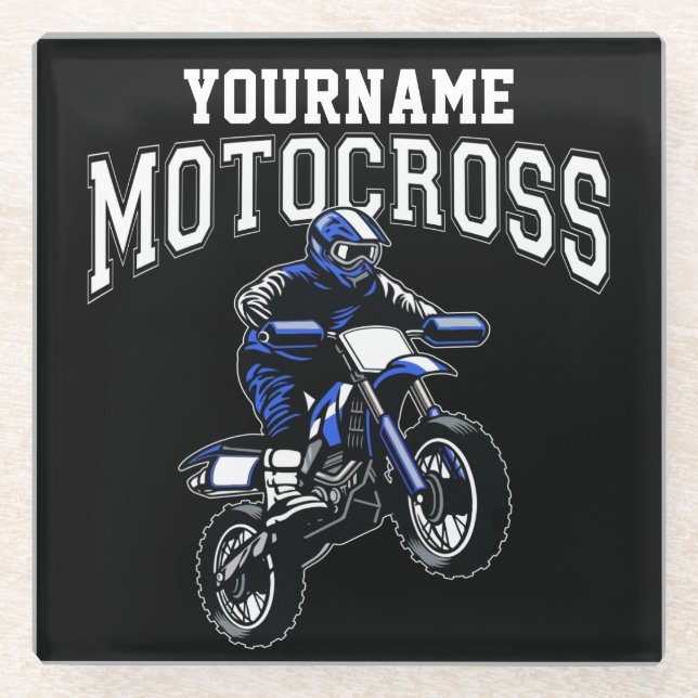 Personalised Motocross Dirt Bike Rider Racing  Glass Coaster (Front)