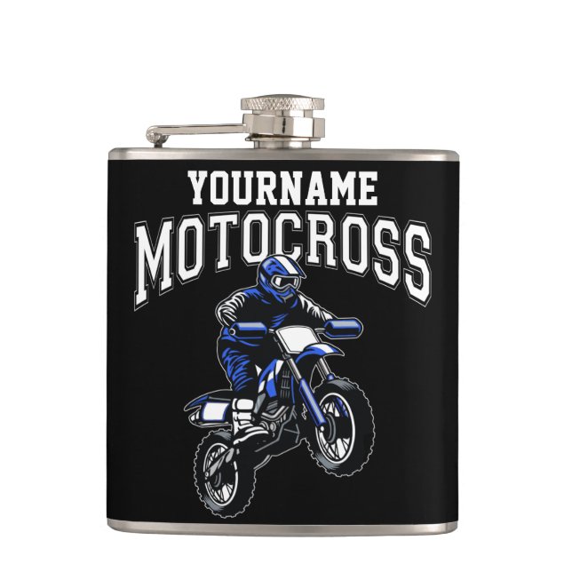 Personalised Motocross Dirt Bike Rider Racing  Hip Flask (Front)