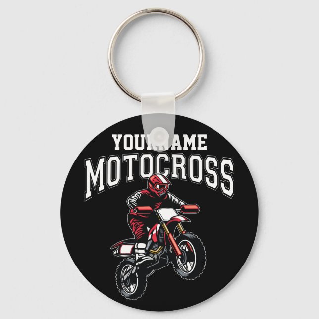 Personalised Motocross Dirt Bike Rider Racing  Key Ring (Front)