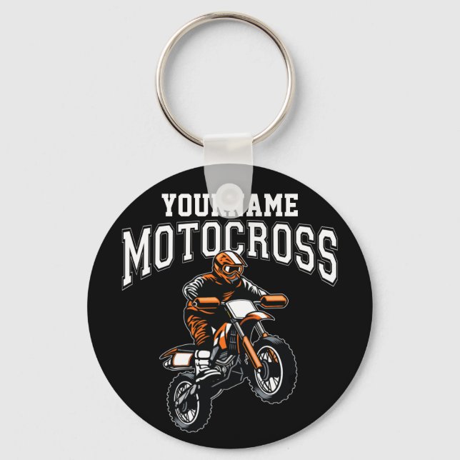 Personalised Motocross Dirt Bike Rider Racing  Key Ring (Front)