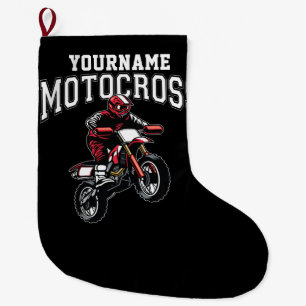 Personalised Motocross Dirt Bike Rider Racing  Large Christmas Stocking