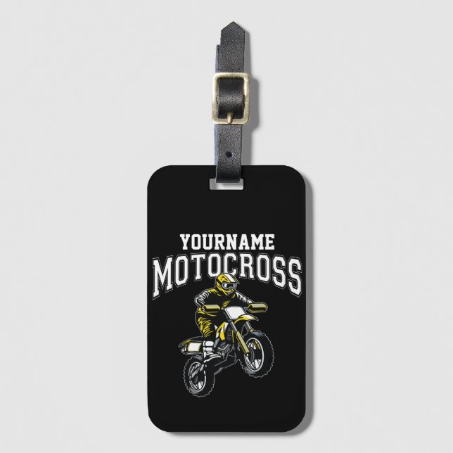 Personalised Motocross Dirt Bike Rider Racing Luggage Tag (Front Vertical)