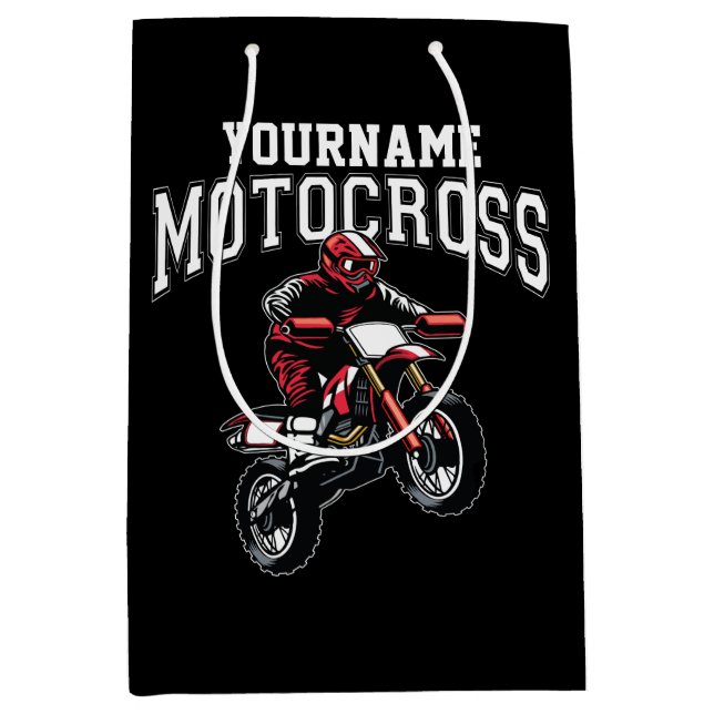 Personalised Motocross Dirt Bike Rider Racing  Medium Gift Bag (Front)