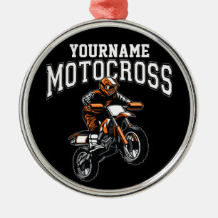 Personalised Motocross Dirt Bike Rider Racing Metal Tree Decoration
