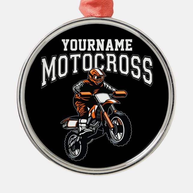 Personalised Motocross Dirt Bike Rider Racing  Metal Tree Decoration (Front)