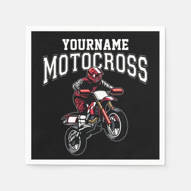 Personalised Motocross Dirt Bike Rider Racing  Napkin (Front)