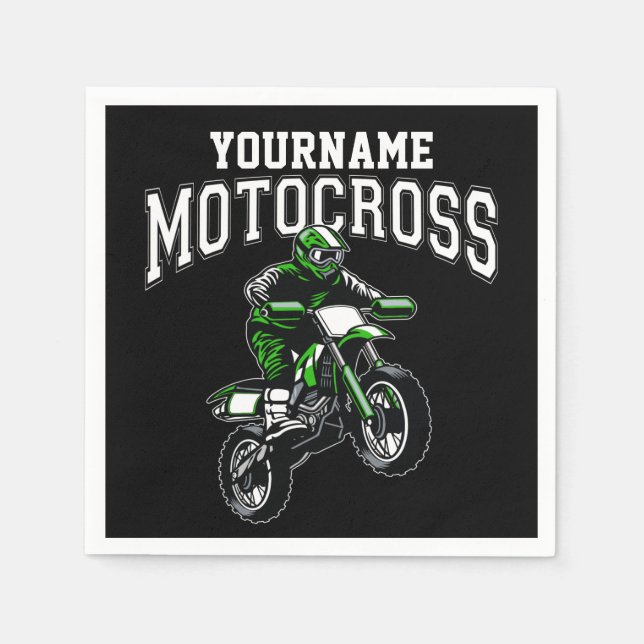 Personalised Motocross Dirt Bike Rider Racing Napkin (Front)