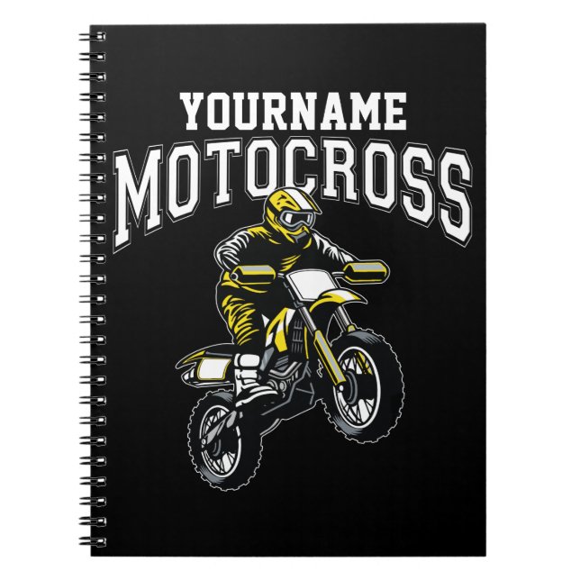 Personalised Motocross Dirt Bike Rider Racing Notebook (Front)