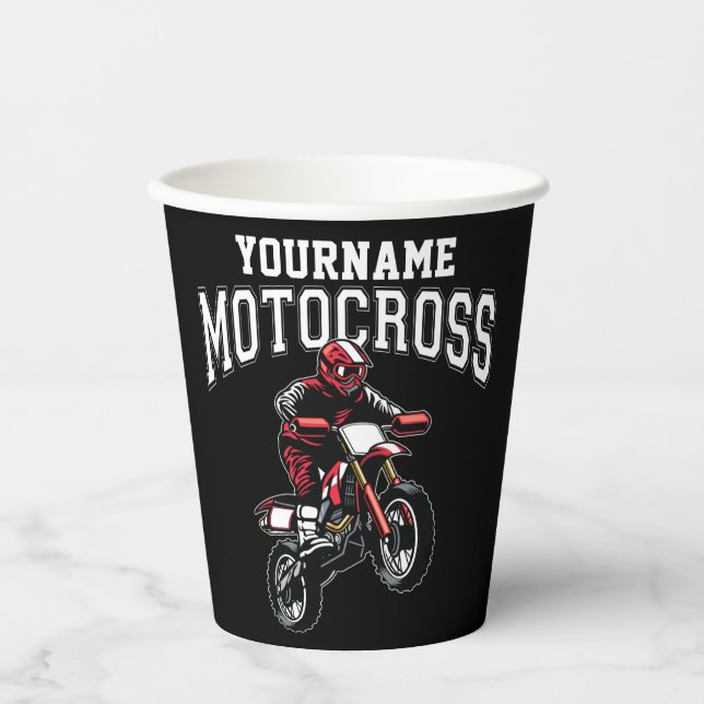 Personalised Motocross Dirt Bike Rider Racing Paper Cups (Front)