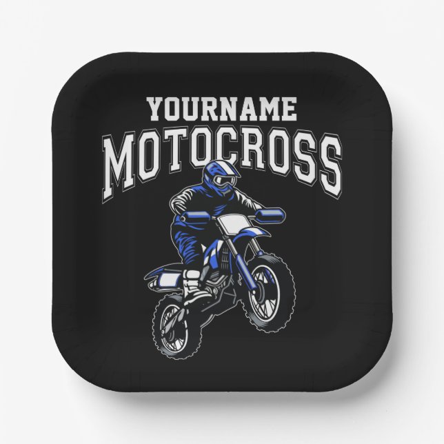 Personalised Motocross Dirt Bike Rider Racing Paper Plate (Front)