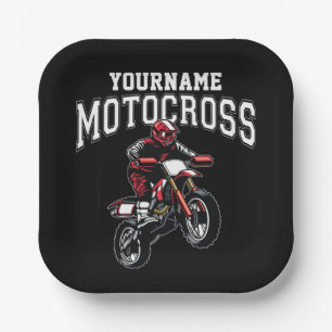 Personalised Motocross Dirt Bike Rider Racing Paper Plate