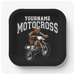 Personalised Motocross Dirt Bike Rider Racing Paper Plate