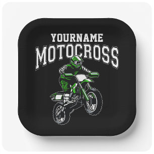 Personalised Motocross Dirt Bike Rider Racing Paper Plate