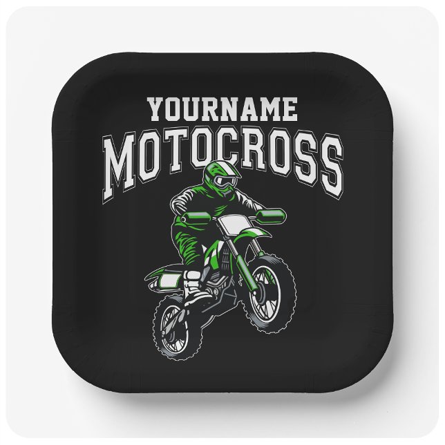 Personalised Motocross Dirt Bike Rider Racing   Paper Plate (Creator Uploaded)