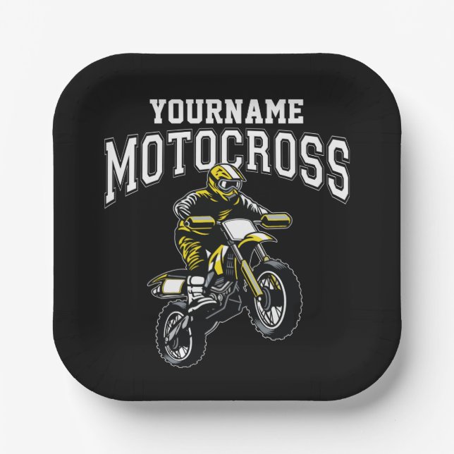 Personalised Motocross Dirt Bike Rider Racing  Paper Plate (Front)