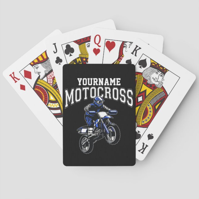 Personalised Motocross Dirt Bike Rider Racing  Playing Cards (Back)