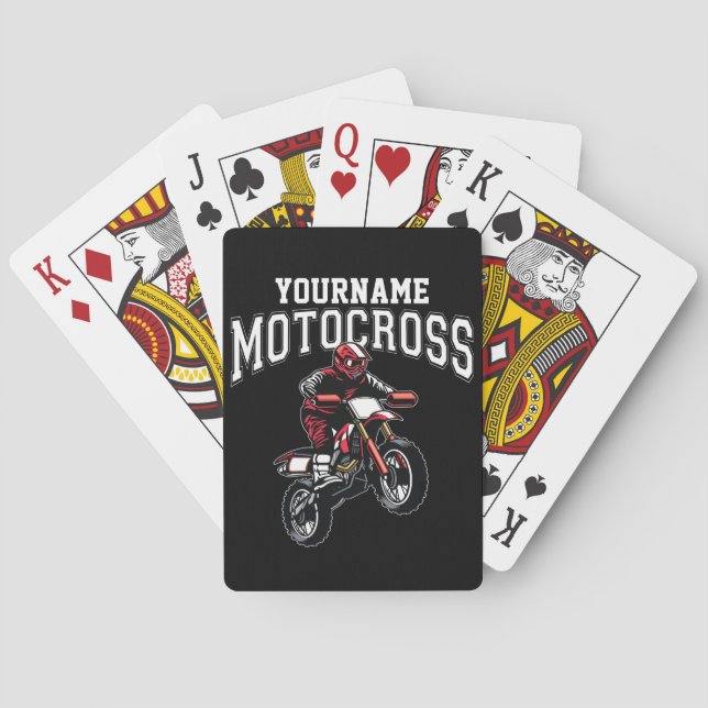 Personalised Motocross Dirt Bike Rider Racing  Playing Cards (Back)