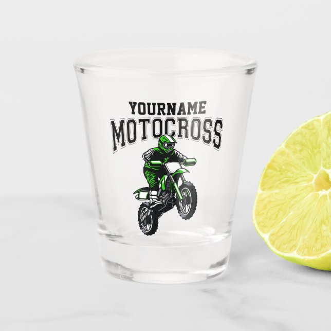 Personalised Motocross Dirt Bike Rider Racing Shot Glass (Front)