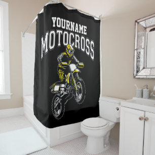 Personalised Motocross Dirt Bike Rider Racing  Shower Curtain