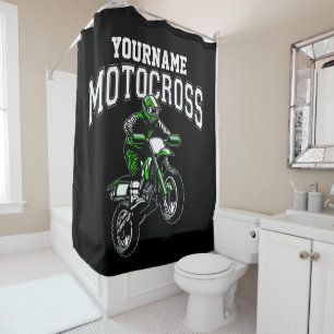 Personalised Motocross Dirt Bike Rider Racing   Shower Curtain