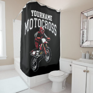 Personalised Motocross Dirt Bike Rider Racing Shower Curtain