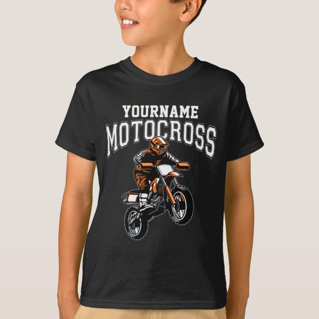 Personalised Motocross Dirt Bike Rider Racing T-Shirt (Front)