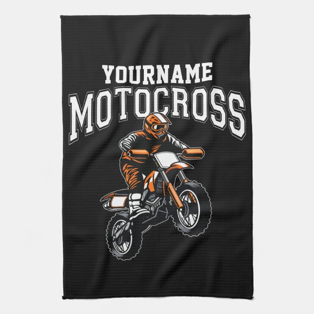 Personalised Motocross Dirt Bike Rider Racing  Tea Towel (Vertical)