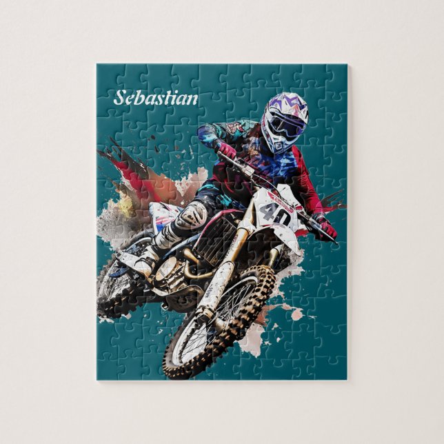 Personalised motocross jigsaw puzzle (Vertical)