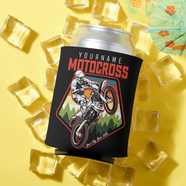 Personalised Motocross Racing Dirt Bike Trail Ride Can Cooler (In Situ Summer)