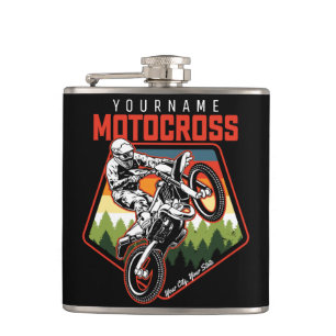 Personalised Motocross Racing Dirt Bike Trail Ride Hip Flask