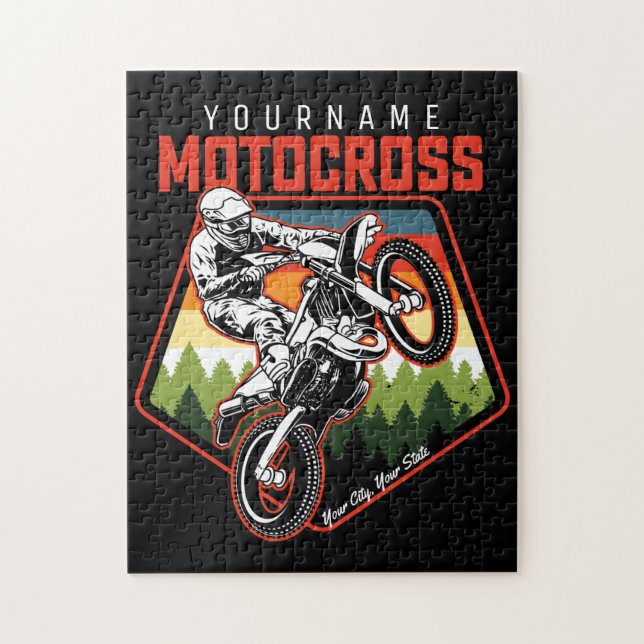 Personalised Motocross Racing Dirt Bike Trail Ride Jigsaw Puzzle (Vertical)