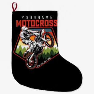 Personalised Motocross Racing Dirt Bike Trail Ride Large Christmas Stocking