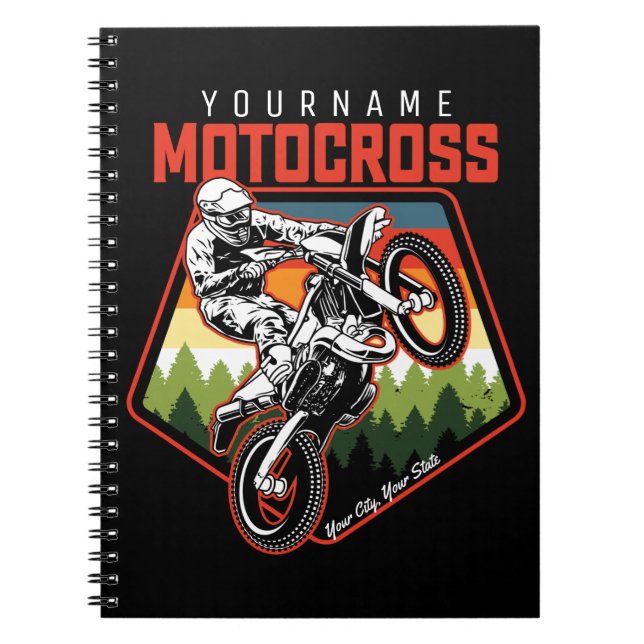 Personalised Motocross Racing Dirt Bike Trail Ride Notebook (Front)