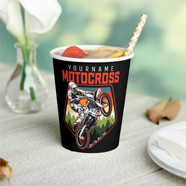 Personalised Motocross Racing Dirt Bike Trail Ride Paper Cups (Insitu)