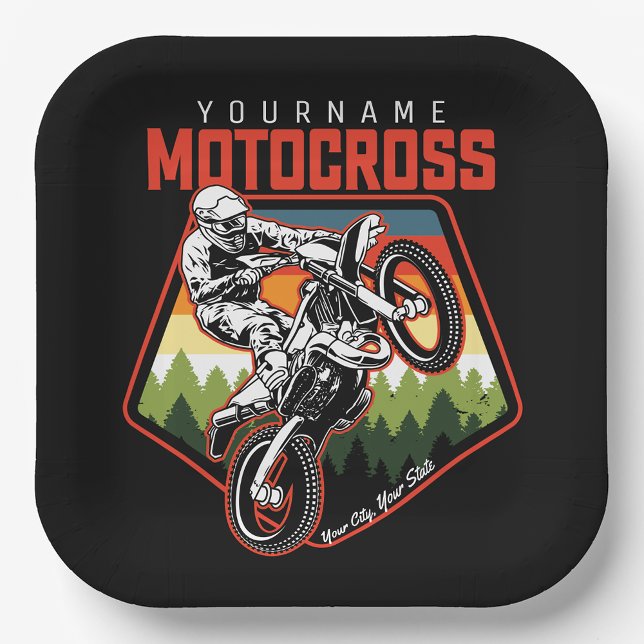 Personalised Motocross Racing Dirt Bike Trail Ride Paper Plate (Creator Uploaded)