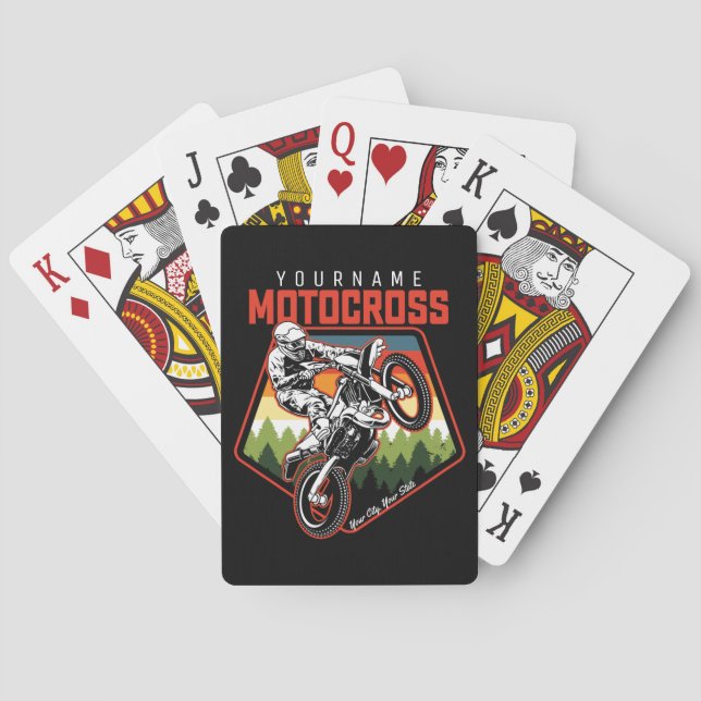 Personalised Motocross Racing Dirt Bike Trail Ride Playing Cards (Back)