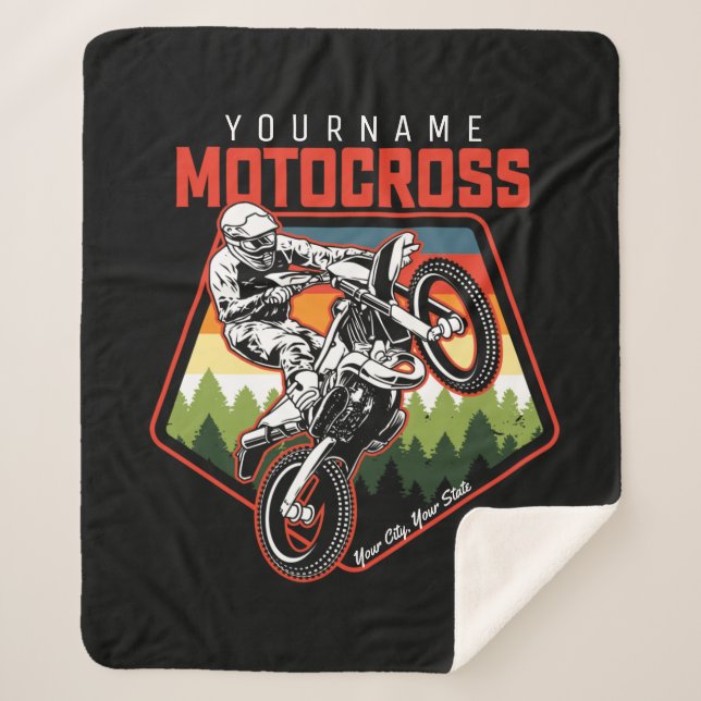 Personalised Motocross Racing Dirt Bike Trail Ride Sherpa Blanket (Front)