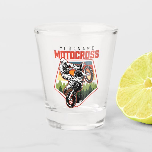 Personalised Motocross Racing Dirt Bike Trail Ride Shot Glass (Front)