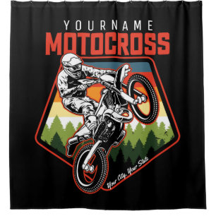 Personalised Motocross Racing Dirt Bike Trail Ride Shower Curtain