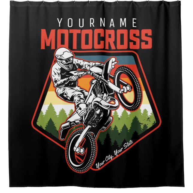 Personalised Motocross Racing Dirt Bike Trail Ride Shower Curtain (Front)