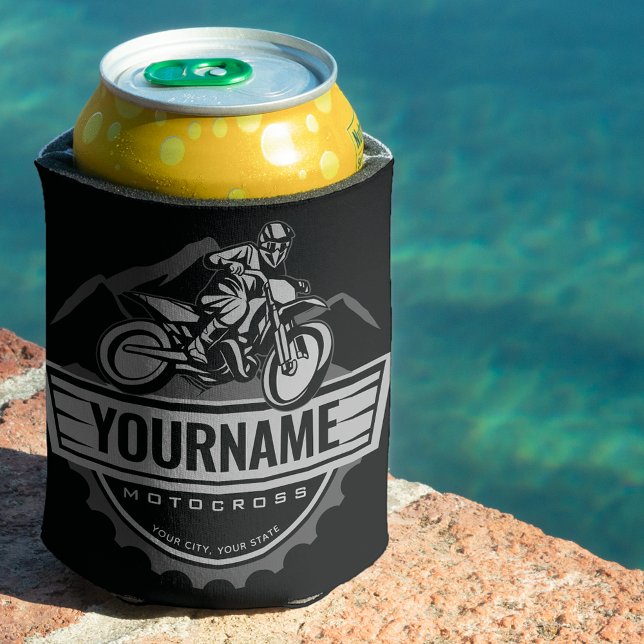 Personalised Motocross Rider Dirt Bike Hill Racing Can Cooler (Creator Uploaded)